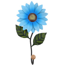1Blauwe Muurhanger in Bloemvorm Ijzer En Hout Duurzaam