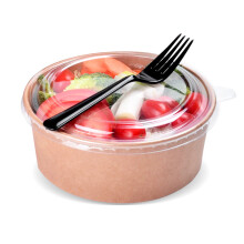 20 Pièces Bols En Papier Kraft 16 Oz Avec Couvercle Pour Salade Fruits