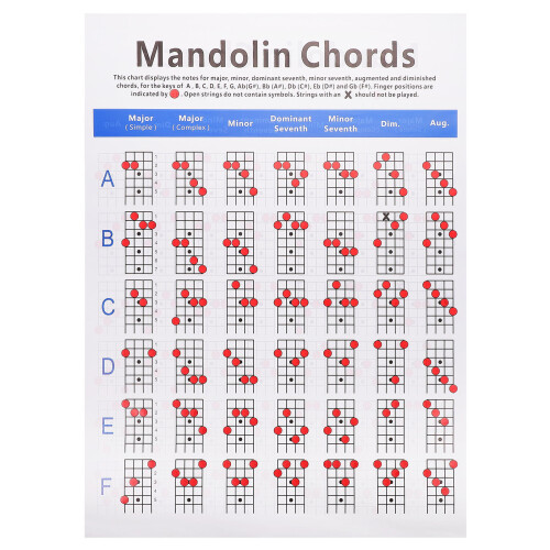 1Pc Mandolin Chord Chart Fretboard Note Guide