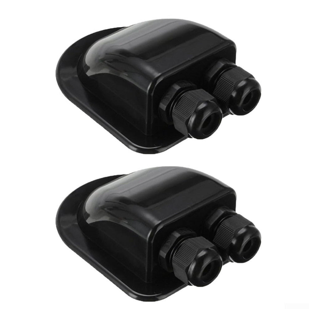 2Pc Double Cable Entry Gland Ip68 Waterproof Junction Box Solar Panel Roof Boat Cable Entry Uv Resistant Abs Black 9323874177830