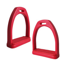 Horse Riding Stirrups 2 Pack Non Slip Rubber Pad S 9.6x9 cm Red