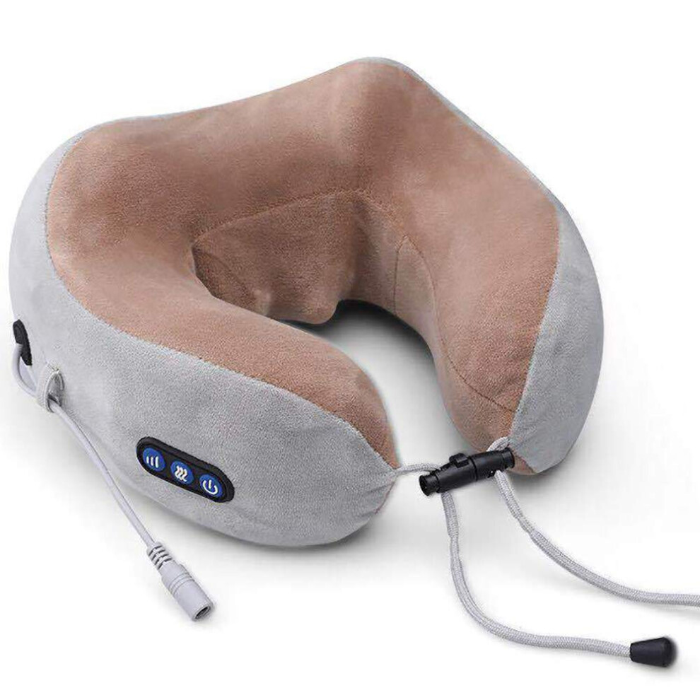 Neck Heating UShaped Massager Electric Cervical Massage Pillow Multifunctional Neck Massage Pillow Brown