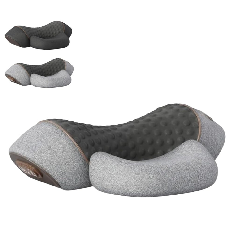 Gray Pillow Neck Traction Massager Heated For Neck And Shoulder Pain