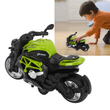 Alloy Motorcycle Model Toy with Lights & Sounds, Green, 14.5cm