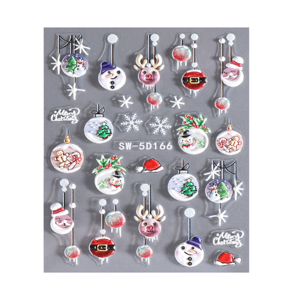 Lovely Elk Nails Art Stickers Snowflakes Nail Decals-5D166
