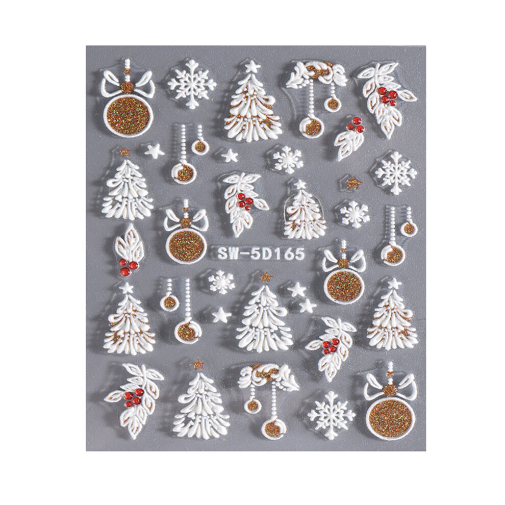 Lovely Elk Nails Art Stickers Snowflakes Nail Decals-5D165