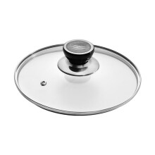 Casserole Lid Tempered Glass With Stainless Steel Rim Steam Vent, Replacement Pan Cover 1432 cm Universal Fit 16 cm