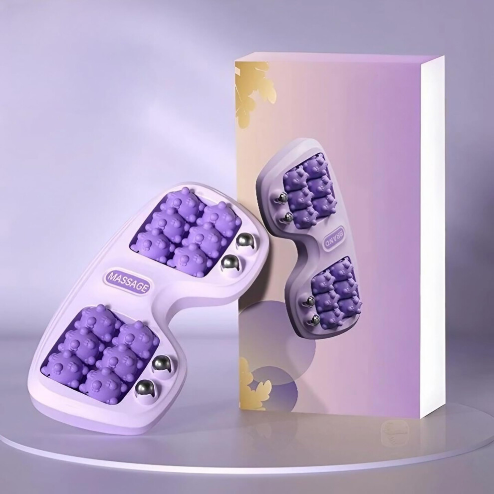 Purple Double Roller Massager Portable Plantar Fasciitis Relief Foot Acupressure Therapy