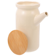 ceramic soy sauce dispenser with wood lid kitchen seasoning container