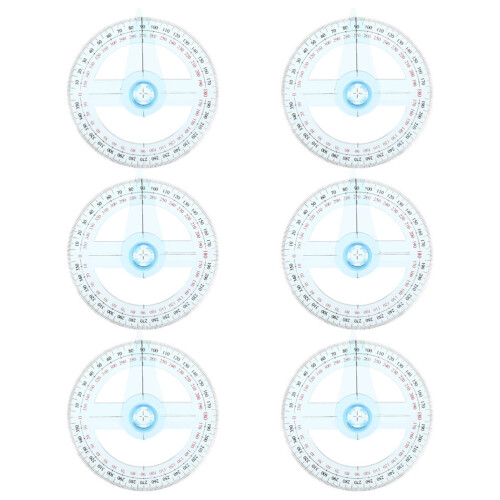 6Pcs Régua De Plástico 10Cm Com Transferidor 360 Para Desenho