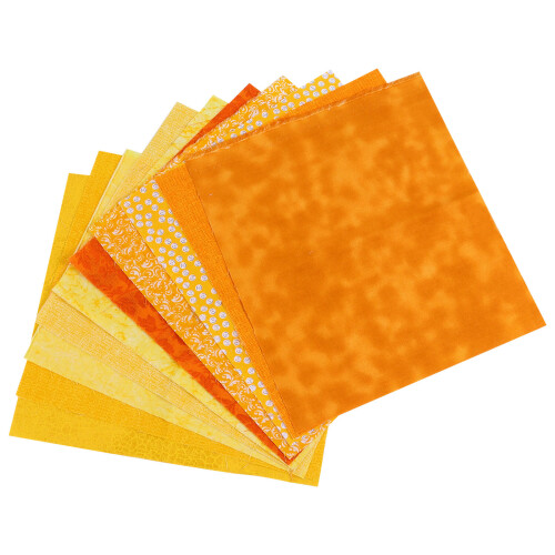 10Pcs Cotton Quilting Fabric Patchwork Cloth for DIY Crafts in Yellow