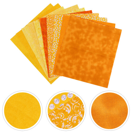 10Pcs Cotton Quilting Fabric Patchwork Cloth for DIY Crafts in Yellow 2