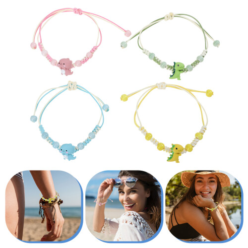 4 Unidades Pulseiras De Cordão Com 1
