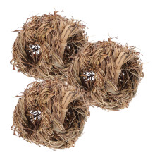 3Pcs Vävd Grässtuga Halmgrashus Fågelgö För , Hamster
