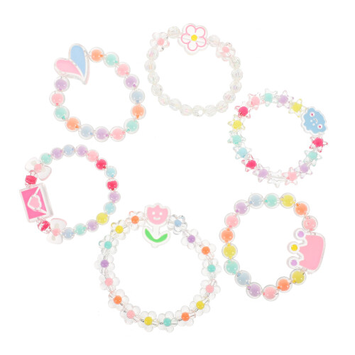 6 Peças Pulseira De Plástico Infantil Com Elástica Para 1