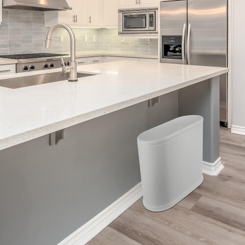 Bathroom Trash Can With Lid Slim Plastic Bin 2