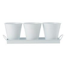 Set di vasi da fiori in stile rustico con vassoio, vaso per piante vintage in metallo zincato per la decorazione di casa e ufficio.