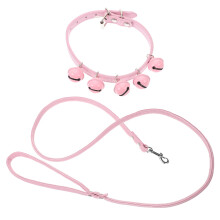 - Och Katt Halsband Med Dragrem, Lederlina, Ringklocka (Rosa M)
