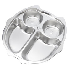1Stk Kinder Lunch Compartments Tray 304 , Geteilt, Silber