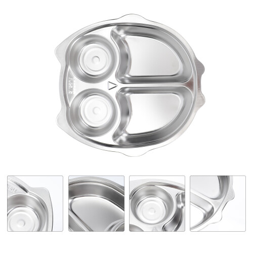 1Stk Kinder Lunch Compartments Tray 304 , Geteilt, Silber 2