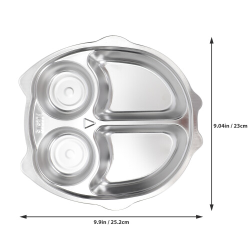 1Stk Kinder Lunch Compartments Tray 304 , Geteilt, Silber 1