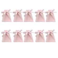 10Pcs Rosa 10Cm Snöre Påse För Smycken Presentförvaring