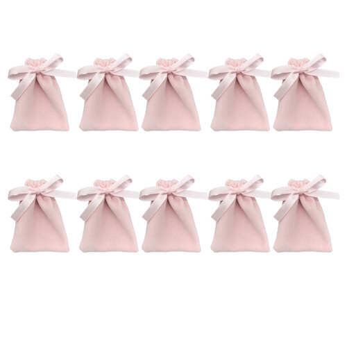 10Pcs Rosa 10Cm Snöre Påse För Smycken Presentförvaring
