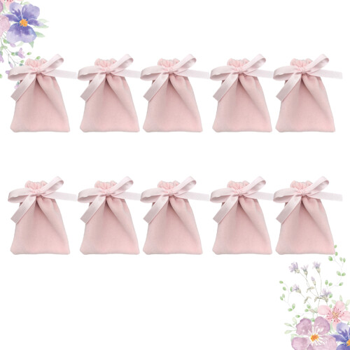 10Pcs Rosa 10Cm Snöre Påse För Smycken Presentförvaring 2