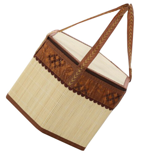 Bamusk Basket För Picknick, Handla Förvaring Med Lock Handtag 1