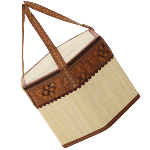 Bamusk Basket För Picknick, Handla Förvaring Med Lock Handtag 2