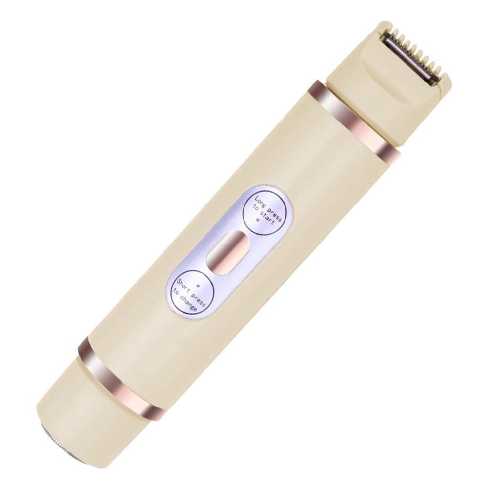 Beige Bikini Trimmer For Women 2In1 Wet And Dry Shaver Painless Hair Removal