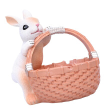 Bunnies With Basket Resins Planter Indoor Resin Bunny Planter For Succulents Desktop Small Pots Easter Indoor Decor
