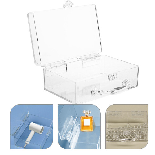 Transparent Bärbar Förvaringslåda Med Lås Handtag För Make-up 2