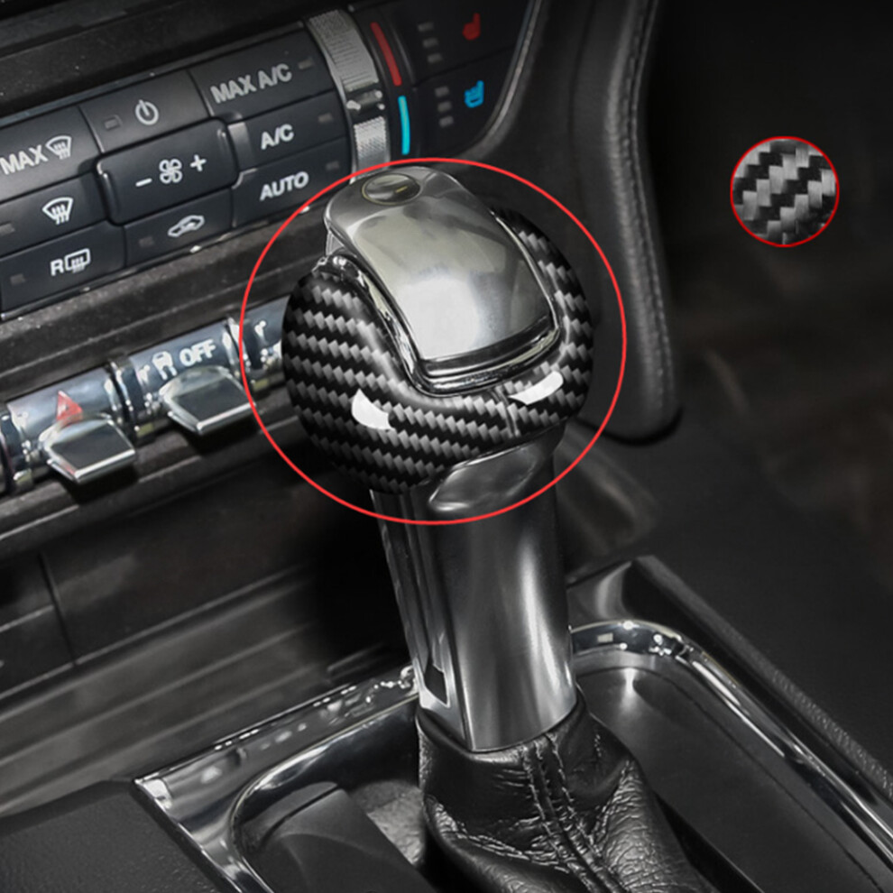 Carbon Fiber Gear Shift Knob Cover For Ford Mustang 2015-2019, 2Pcs 4681363760754
