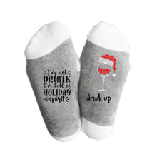 Women Men Christmas Socks Funny Not Drunk Holiday-White
