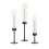 Three Part Ribbed Glass Candle Possessors-black outer stripes 1