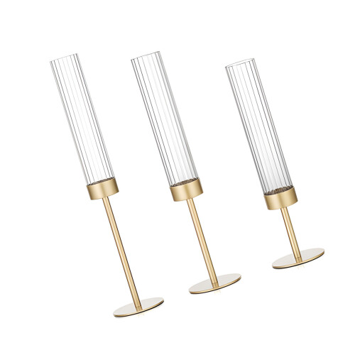 Triplicate Height Insulated Candle-Electroplated gold o
