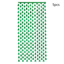 5Pcs Tinsel Foil Christmas Tree Fringe Door Curtains-Green