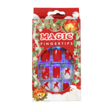 24 Pcs Christmas Acrylic Nail Tips Christmas Fake Nails Short-3