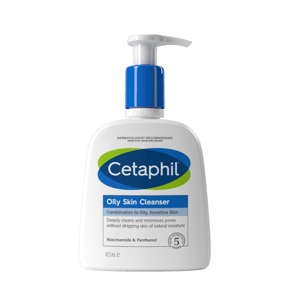 Cetaphil Oily Skin Cleanser, 473Ml, Face Wash, For Combination To Oily Sensitive Skin, With Niacinamide