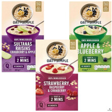 Porridge Bundle With Oat So Simple Apple & Blueberry 360g, Strawberry, Raspberry & Cranberry Porridge Sachets 339g and Sultanas & Raisins Sachets 385g