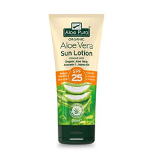 Aloe Pura, Organic Aloe Vera Sun Lotion SPF 25, Natural, Vegetarian, Cruelty Free, Paraben & SLS Free, Long-Lasting Shield, Medium Protection, 200ml
