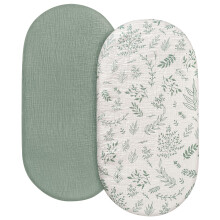Moses Basket Fitted Sheets x 2,Muslin Bassinet Fitted Sheets,Pram Sheets Fitted 83?43 cm 100% Cotton Crib Sheets for Boy and Girl Baby Fitted Sheets