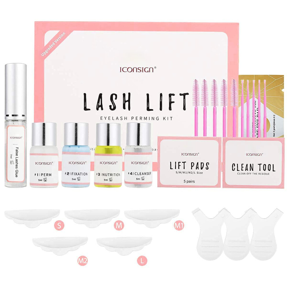 Iconsign White Eyelash Lift Kit, Updated Lash Lift Kit, Professional Semi-Permanent Curling Eyelash Perm Kit, Suitable For Salon And Home Use