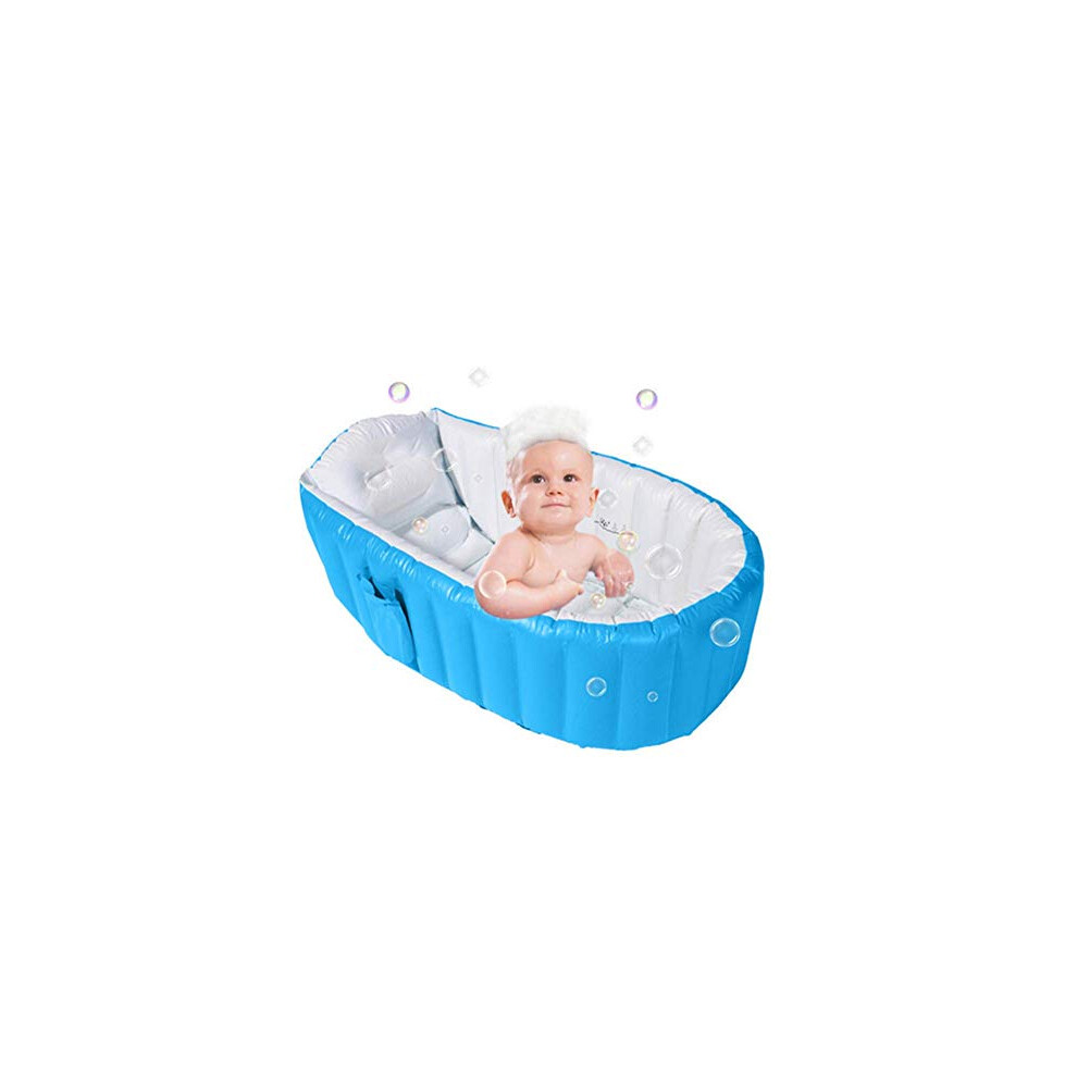 Inflatable Baby Bathtub,No Pump Kid Infant Toddler Infant Newborn Inflatable Foldable Shower Pool (Blue) (Blue) Blue Alytimes