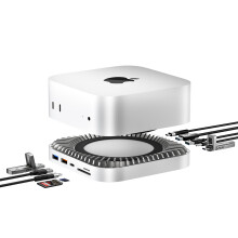 Mac Mini M4 Dock, Aluminum Mac Mini Stand and HDMI Hub for Mac Mini M4 and M4 Pro 2024 with M.2 NVMe/SATA SSD Enclosure, 4K60Hz HDMI, 10G USB A/C, 5G