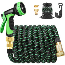 Garden Hose 50FT, Space-Saving Retractable Water Pipe With 10 Function Nozzle For Car Washing, Black And Green, Lightweight & Anti-Burst