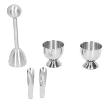 Edelstahl-Eierbecher-Set mit Löffel & Frühlingsschneider, 5x3,5 cm