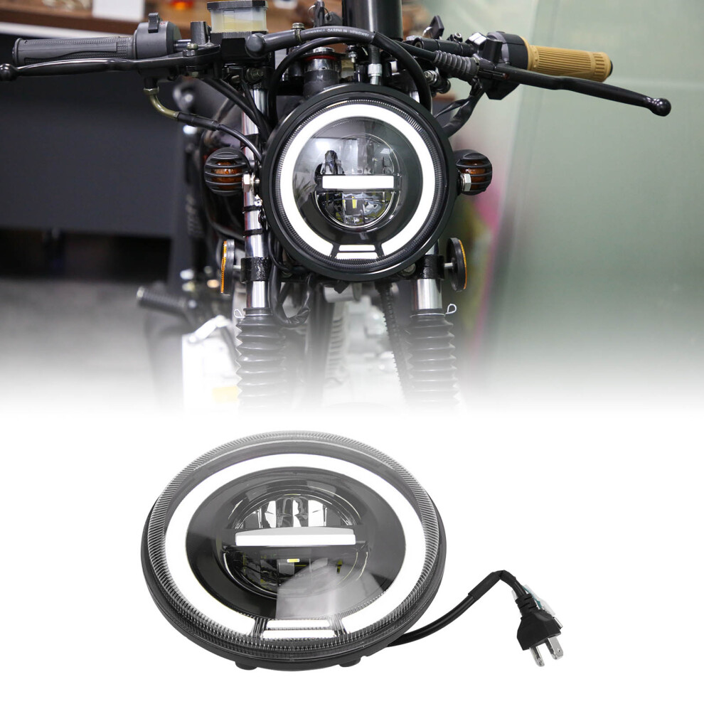 Motorcycle Led Angel Eye Headlight 7In Round Waterproof Ip67 12-80V Red/Yellow 5061363766366