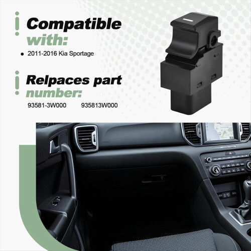 Power Window Switch Replace 93581-3W000 for 2011-2016 Front and Rear Passenger Side Control 2